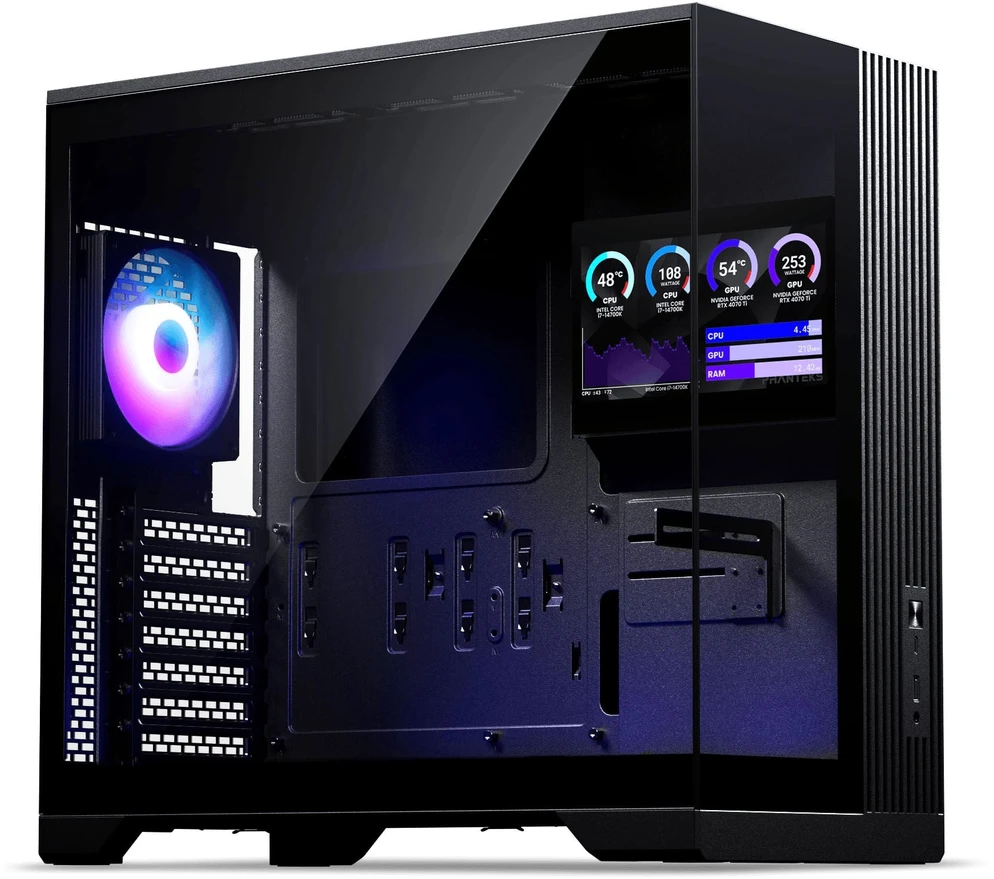 Phanteks XT V5 LCD PC Case, Mid-Tower, ATX, 7-Inch LCD, Tempered Glass – Juodas