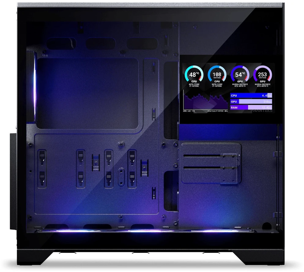 Phanteks XT V5 LCD PC Case, Mid-Tower, ATX, 7-Inch LCD, Tempered Glass – Juodas