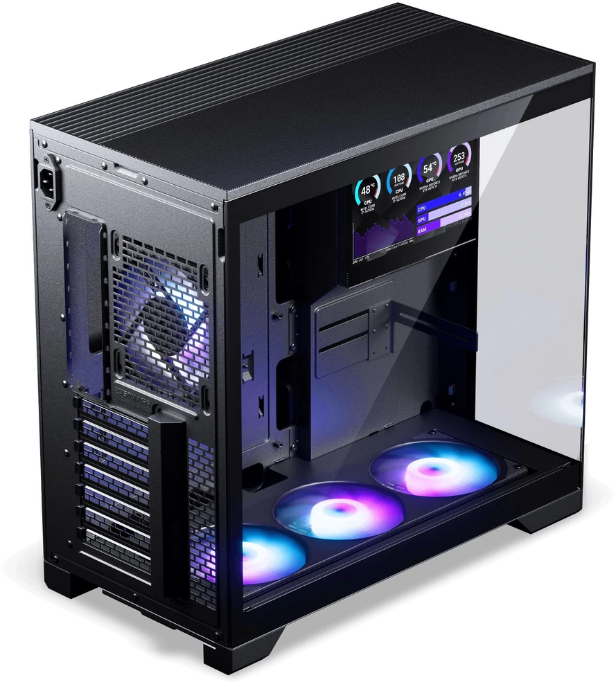 Phanteks XT V5 LCD PC Case, Mid-Tower, ATX, 7-Inch LCD, Tempered Glass – Juodas