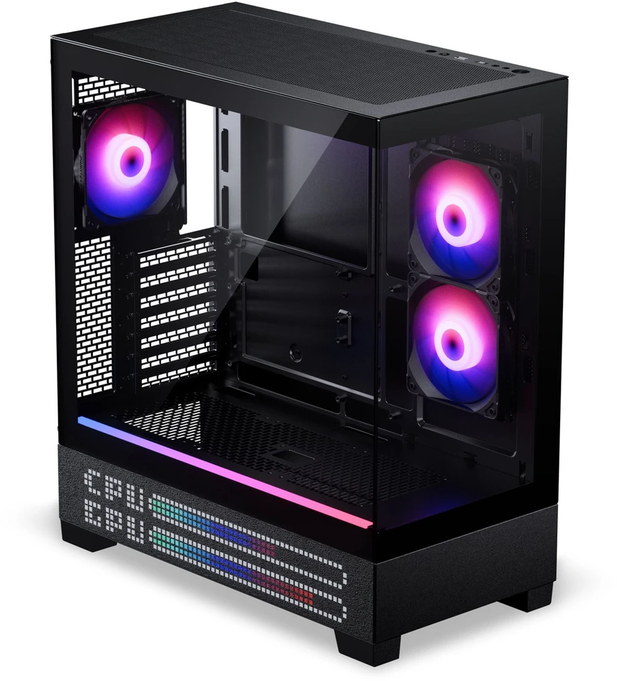 Phanteks XT View Matrix Case Bundle, Midi Tower, E-ATX, Tempered Glass + Nxlinq V2 HUB - Juodas