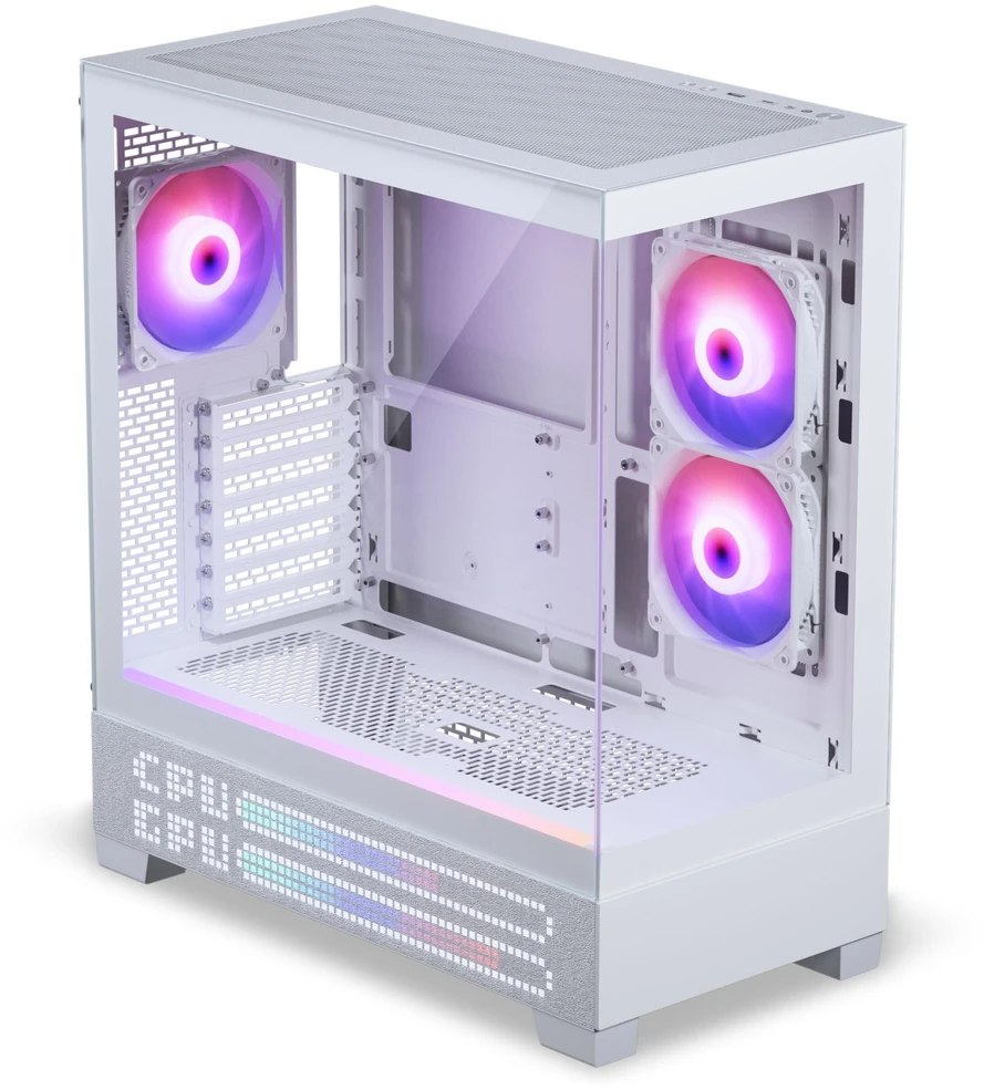 „Phanteks XT View Matrix“ kompiuterio korpusas, vidutinio bokšto tipo, E-ATX, grūdintas stiklas, „Matrix LED“ – Baltas