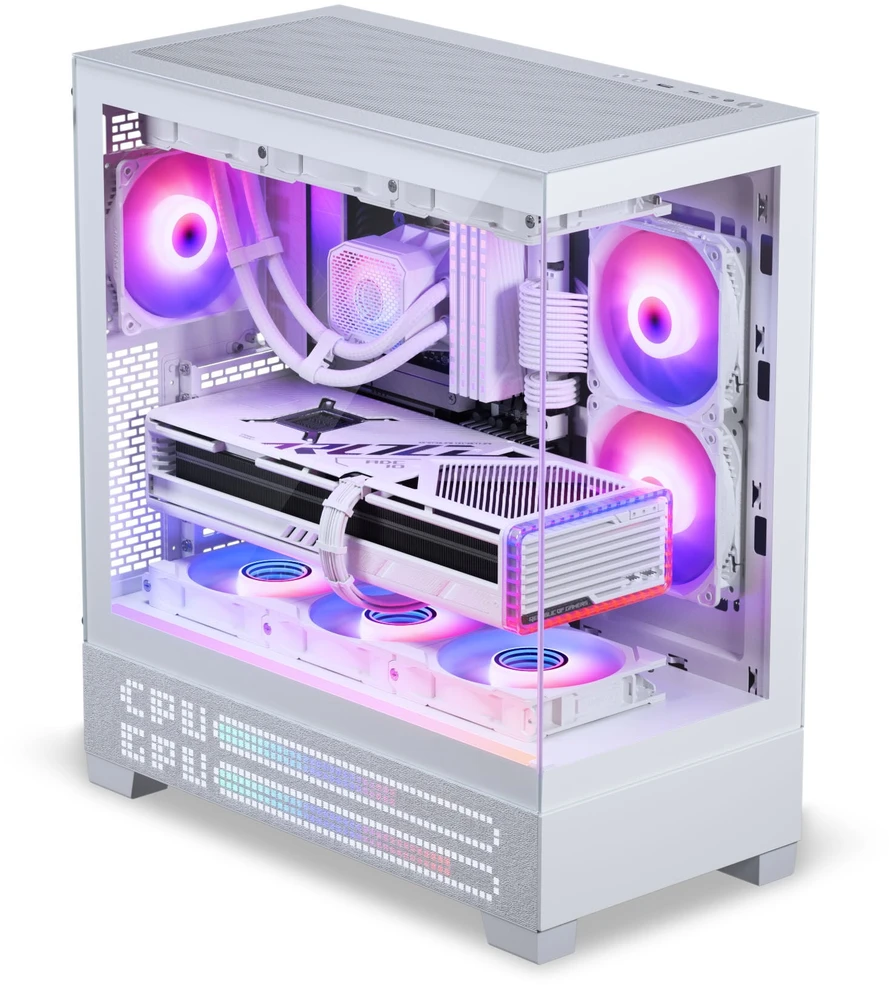 „Phanteks XT View Matrix“ kompiuterio korpusas, vidutinio bokšto tipo, E-ATX, grūdintas stiklas, „Matrix LED“ – Baltas