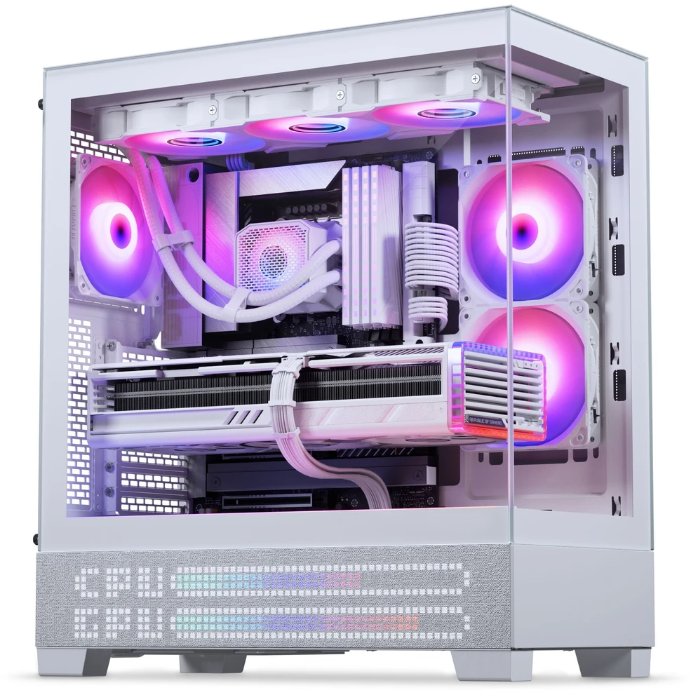 „Phanteks XT View Matrix“ kompiuterio korpusas, vidutinio bokšto tipo, E-ATX, grūdintas stiklas, „Matrix LED“ – Baltas