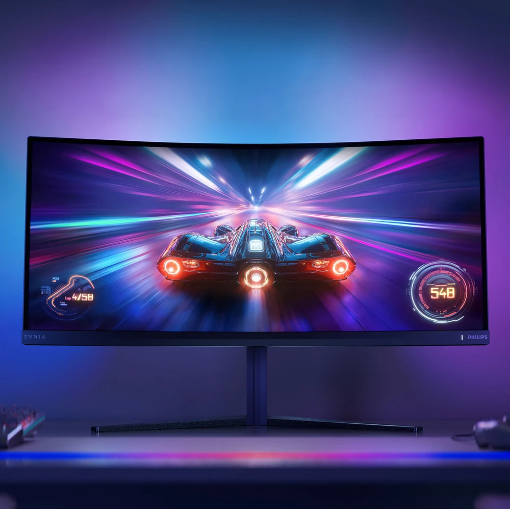 Monitorius Philips Evnia Curved Gaming Monitor, OLED 3440x1440, Juodas/Pilkas 34M2C6500/00
