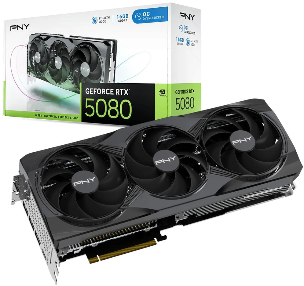 Vaizdo plokštė PNY GeForce RTX 5080 Triple Fan 16GB OC DLSS 4