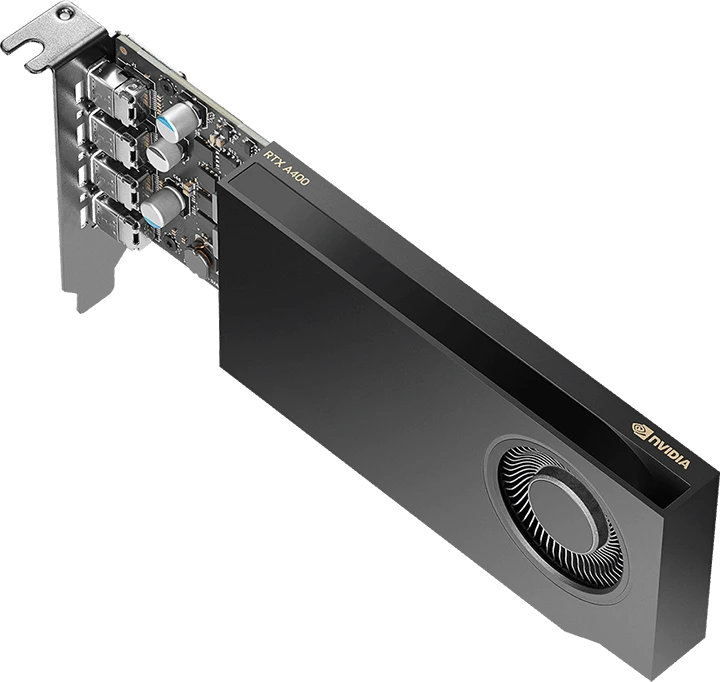 PNY NVIDIA A400 4GB žemo profilio OEM versija, PCI-Express 3.0 x16, LP, 4 GB GDDR6 64 bitų, 3x Mini DP 1.4, 1x ATX laikiklis
