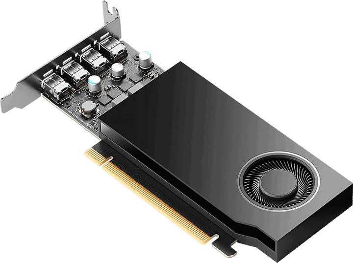 PNY NVIDIA A400 4GB žemo profilio OEM versija, PCI-Express 3.0 x16, LP, 4 GB GDDR6 64 bitų, 3x Mini DP 1.4, 1x ATX laikiklis