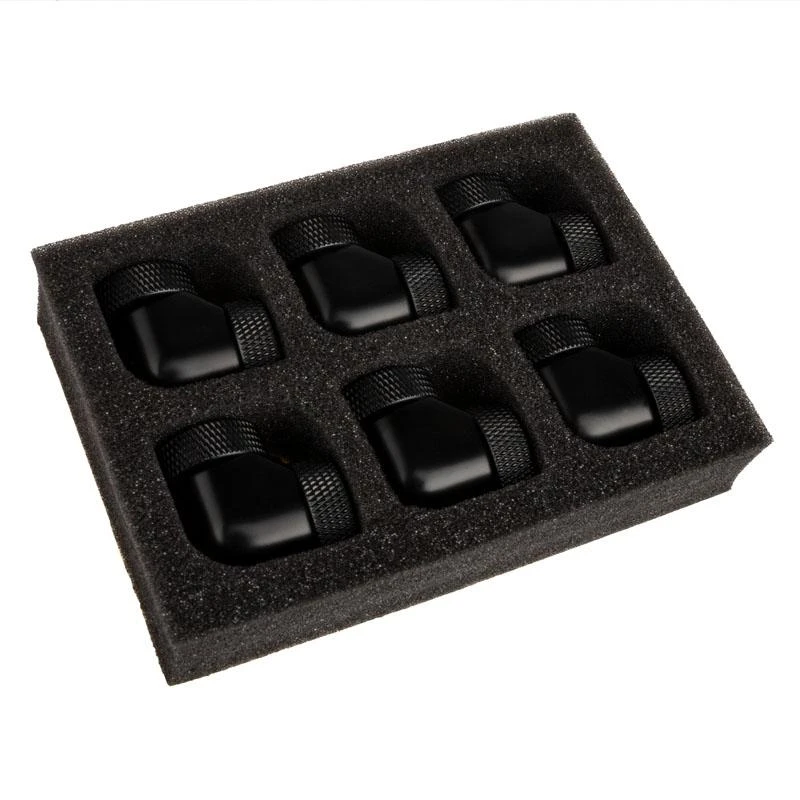 Raijintek Connector PELIAS D140906, 14mm, 90 Degree Adapteris – 6-Pack, juodas