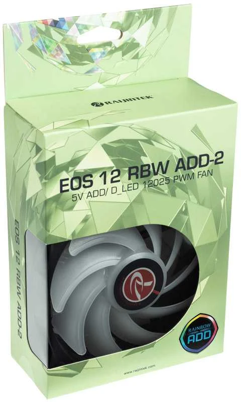 Raijintek EOS 12 RBW ADD korpuso ventiliatorius, 2er-Set su valdikliu- juodos spalvos, 120mm