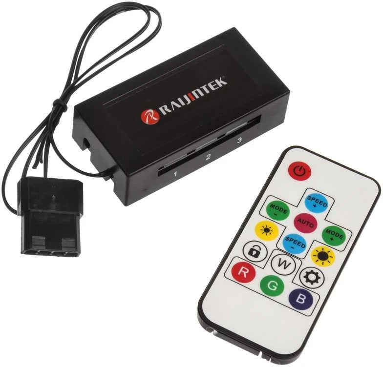 Raijintek IRIS 14 Rainbow RGB LED korpuso ventiliatoriai, 2-Part Set su valdikliu – 140mm