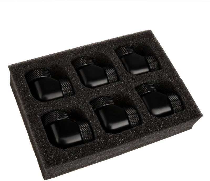 Raijintek Connector PELIAS D140906, 14mm, 90 Degree Adapteris – 6-Pack, juodas