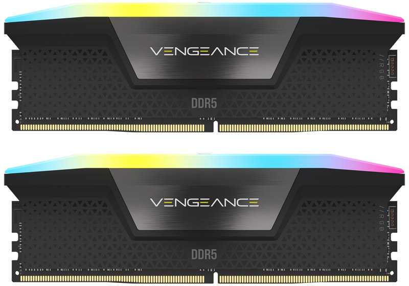 RAM CORSAIR VENGEANCE RGB 64GB 2x32GB DDR5 6000MT/s DIMM Be buferio 30-36-36-76 Std PMIC XMP 3.0 Juodas Heatspreader RGB LED 1.4V