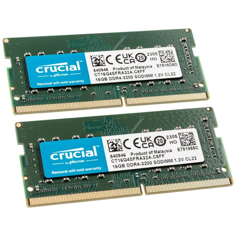 Nešiojamo kompiuterio atmintis Crucial DDR4-3200 Kit 32GB 2x16GB SODIMM CL22 (8Gbit/16Gbit