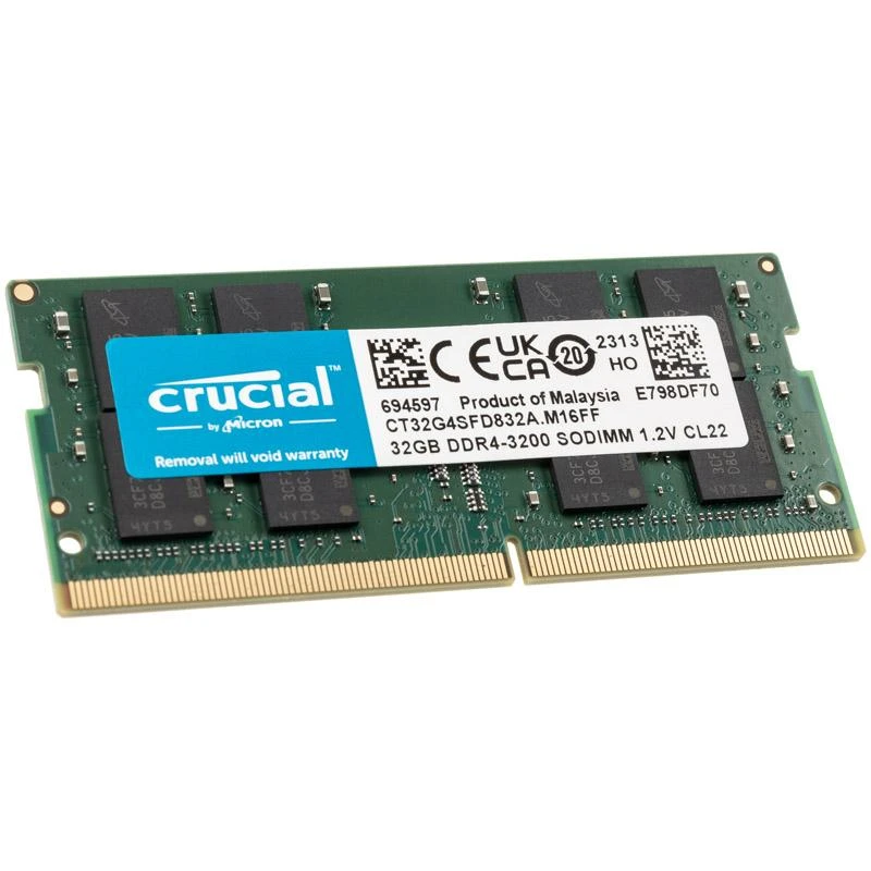 Nešiojamo kompiuterio atmintis „Crucial“ 32 GB, DDR4, 3200 MHz, nešiojamasis kompiuteris, registruotas Nr., ECC Nr.