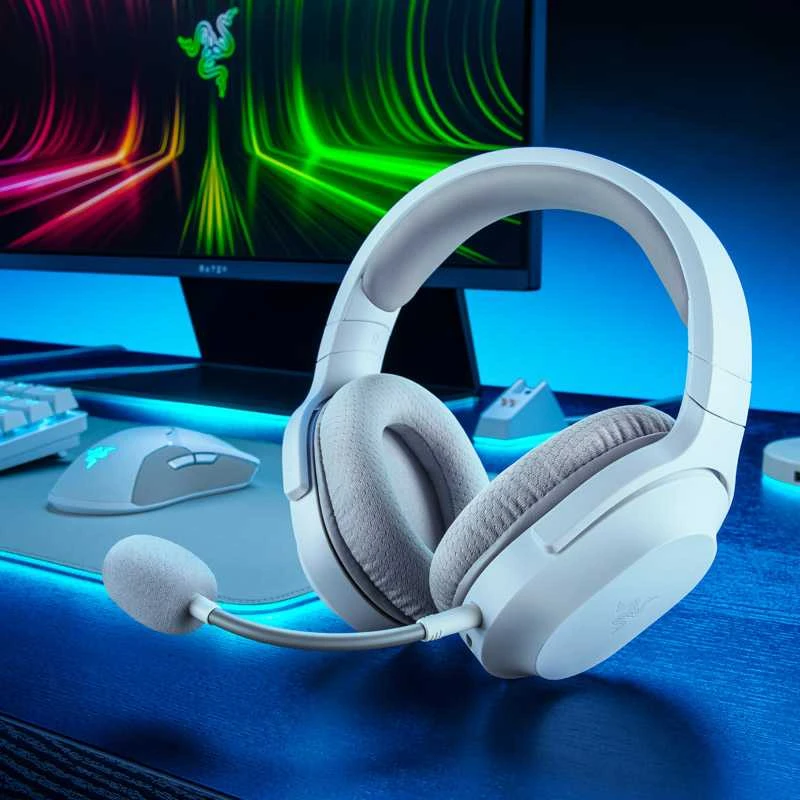 Belaidės žaidimų ausinės Razer Barracuda X Mercury, baltos spalvos