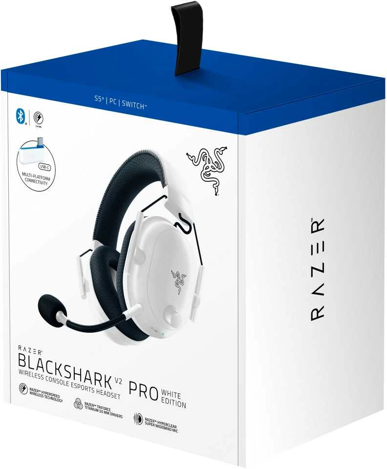 Ausinės RazerBlackShark V2 Pro skirta PlayStation | Belaidės | Over-Ear | Mikrofonas | Noise canceling | Baltos