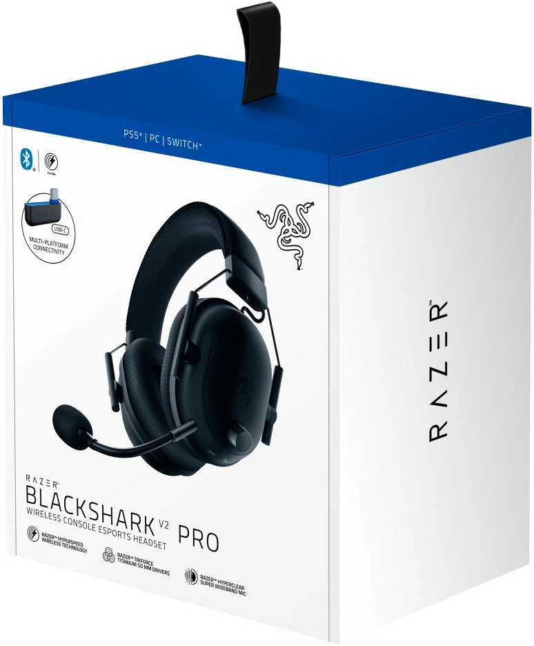 Razer Ausinės Žaidimams | BlackShark V2 Pro skirta PlayStation | Belaidės | Over-Ear | Mikrofonas | Noise canceling | Juodas