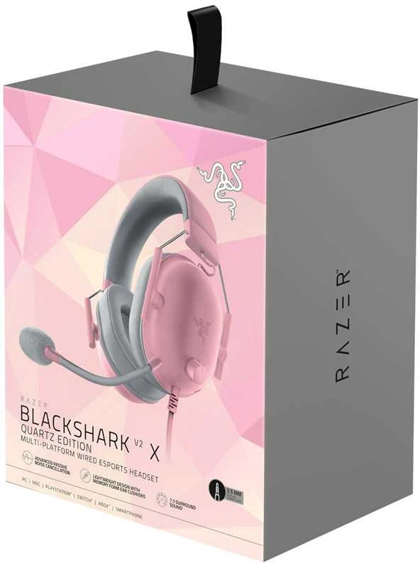Žaidimų ausinės Razer BlackShark V2 X, Rožinės spalvos