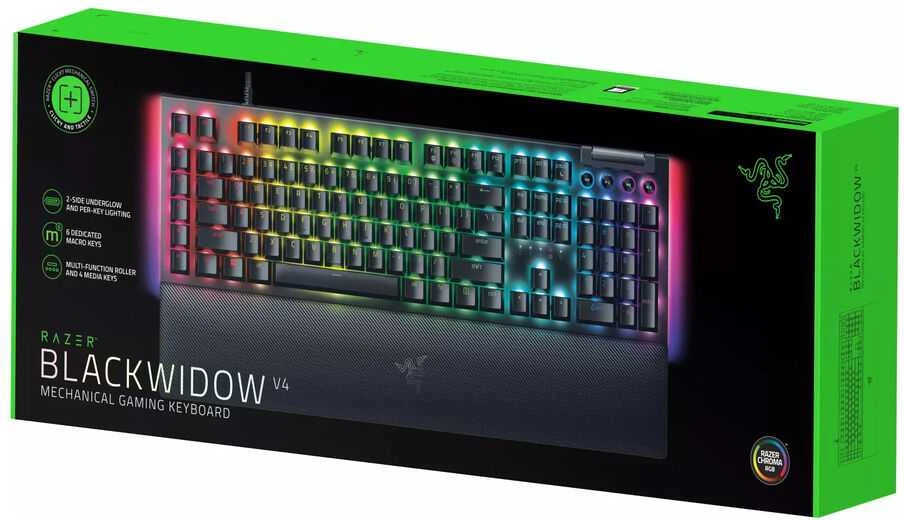Razer BlackWidow V4 Klaviatūra žaidimams, mechanisch, RGB Žalias Switch, juodas