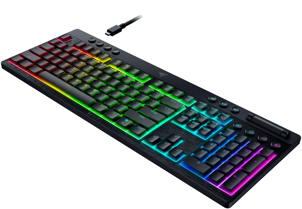 Oranžinis Razer BlackWidow V4 Low-Profile Hyperspeed, Gaming-klaviatūra - juodas, DE-išdėstymas, Razer Low-Profile oranžinis
