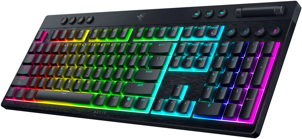 Oranžinis Razer BlackWidow V4 Low-Profile Hyperspeed, Gaming-klaviatūra - juodas, DE-išdėstymas, Razer Low-Profile oranžinis
