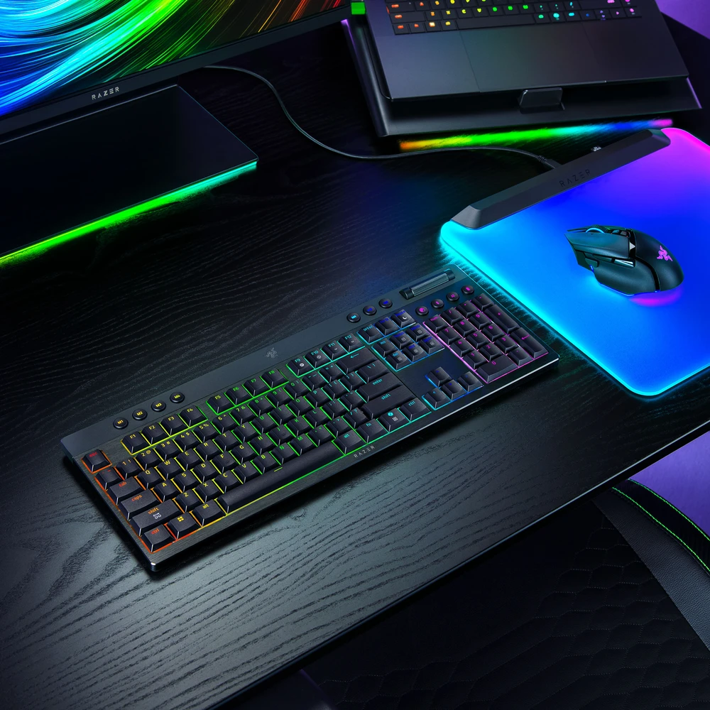 Oranžinis Razer BlackWidow V4 Low-Profile Hyperspeed, Gaming-klaviatūra - juodas, DE-išdėstymas, Razer Low-Profile oranžinis
