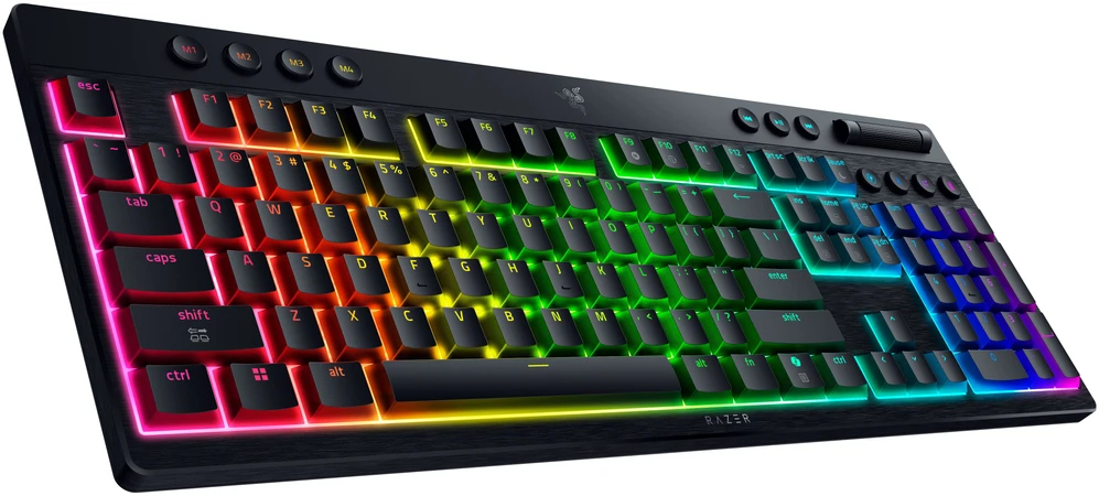 Oranžinis Razer BlackWidow V4 Low-Profile Hyperspeed, Gaming-klaviatūra - juodas, DE-išdėstymas, Razer Low-Profile oranžinis