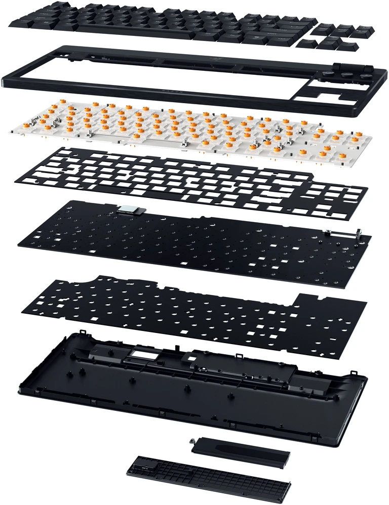 Oranžinis Razer BlackWidow V4 Low-Profile TKL HyperSpeed, Gaming-klaviatūra - juodas, DE-išdėstymas, Razer Low-Profile oranžinis