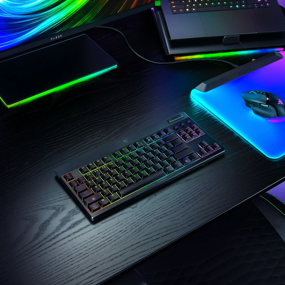 Oranžinis Razer BlackWidow V4 Low-Profile TKL HyperSpeed, Gaming-klaviatūra - juodas, DE-išdėstymas, Razer Low-Profile oranžinis