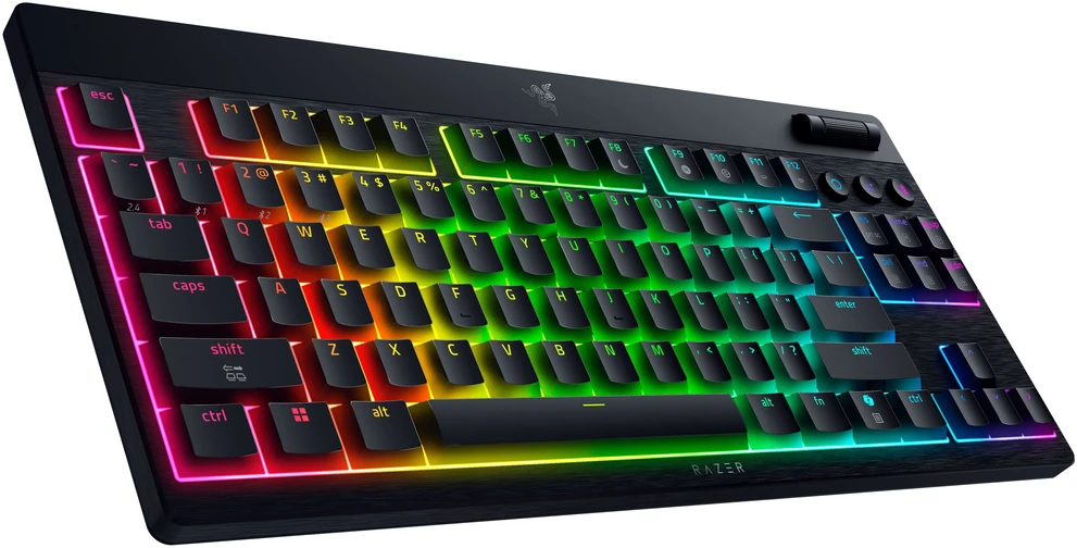 Oranžinis Razer BlackWidow V4 Low-Profile TKL HyperSpeed, Gaming-klaviatūra - juodas, DE-išdėstymas, Razer Low-Profile oranžinis
