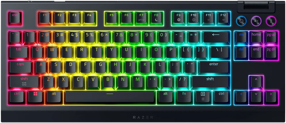 Razer BlackWidow V4 Tenkeyless HyperSpeed belaidė žaidimų klaviatūra, RGB - oranžiniai jutikliniai jungikliai, ISO (DE) (RZ03-05480400-R3G1)