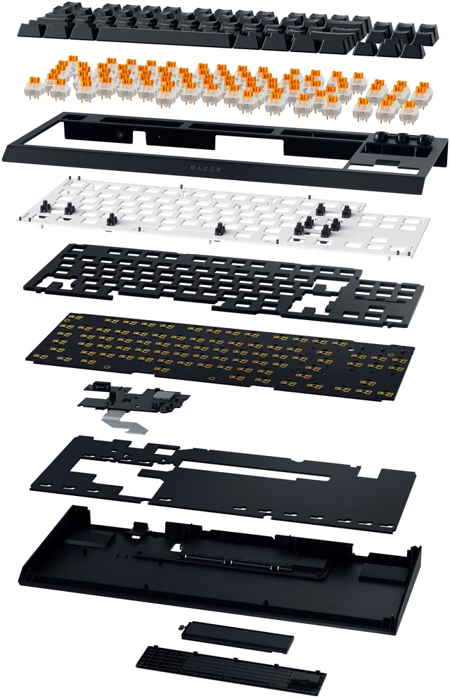 Razer BlackWidow V4 Tenkeyless HyperSpeed belaidė žaidimų klaviatūra, RGB - oranžiniai jutikliniai jungikliai, ISO (DE) (RZ03-05480400-R3G1)