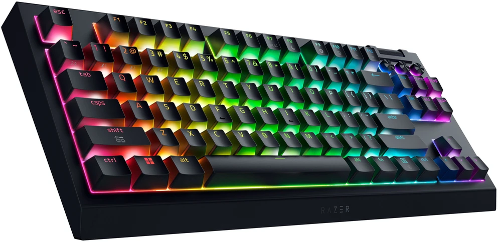 Razer BlackWidow V4 Tenkeyless HyperSpeed belaidė žaidimų klaviatūra, RGB - oranžiniai jutikliniai jungikliai, ISO (DE) (RZ03-05480400-R3G1)