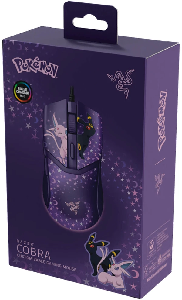Razer Cobra Pelė žaidimams, su laidu, 8,500 DPI, Chroma RGB – Espeon/Umbreon
