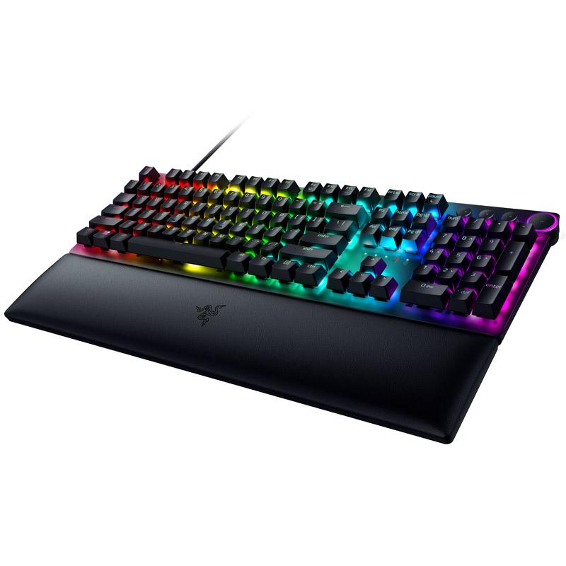 Razer Huntsman V2 Laidinė žaidimų klaviatūra RGB LED, USB, DE, Clicky Optical Violetinė Switch, Juoda