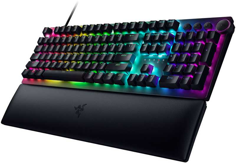 Razer Huntsman V2 Laidinė žaidimų klaviatūra RGB LED, USB, DE, Clicky Optical Violetinė Switch, Juoda