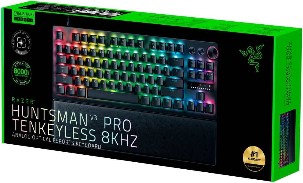 Klaviatūra Razer Huntsman V3 Pro Tenkeyless 8KHz Klaviatūra žaidimams, Analog Optical Gen 2 - ISO (DE), juoda (RZ03-05520400-R3G1)