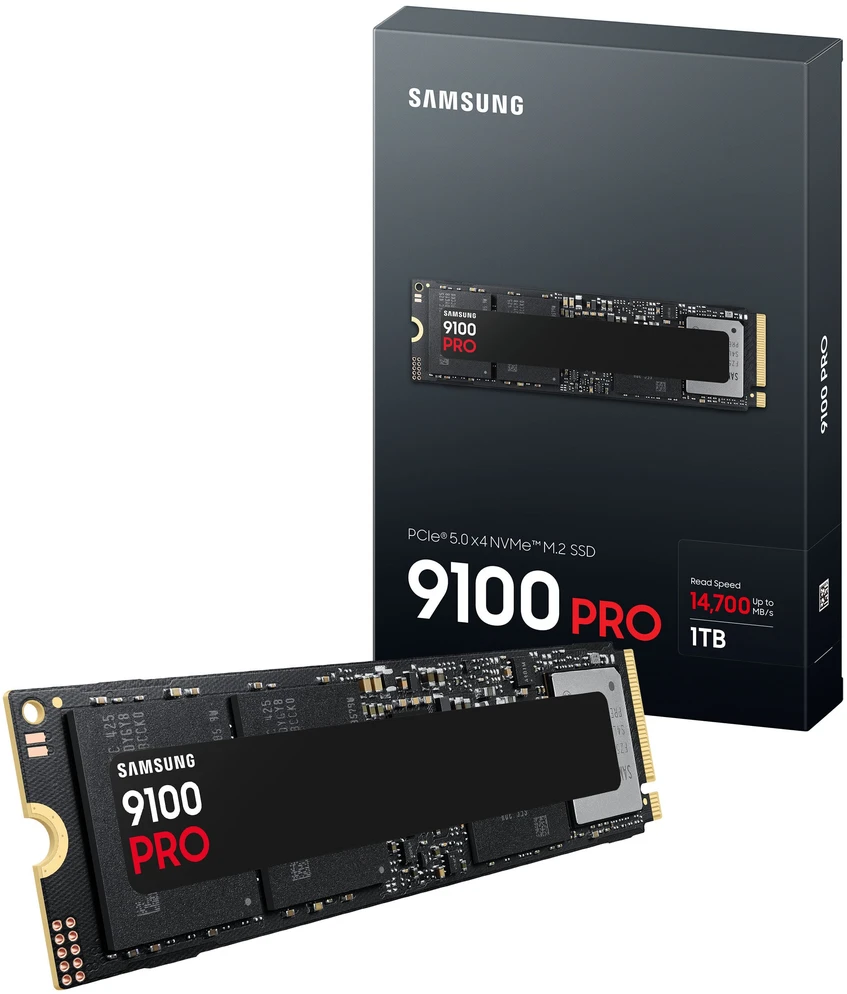 Samsung 9100 PRO | 1000 GB | SSD form factor M.2 2280 | Solid-state drive sąsaja PCIe 5.0 | Skaitymo greitis 14700 MB/s | Rašymo greitis 13400 MB/s