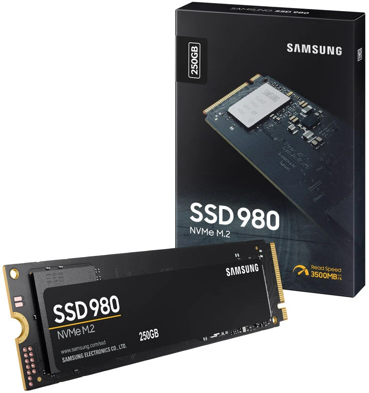 Kietasis diskas SSD Samsung 980/250 GB/SSD form factor M.2 2280/SSD sąsaja M.2 NVME/Rašymo greitis 1300 MB/s/Skaitymo greitis 2900 MB/s/MZ-V8V250BW
