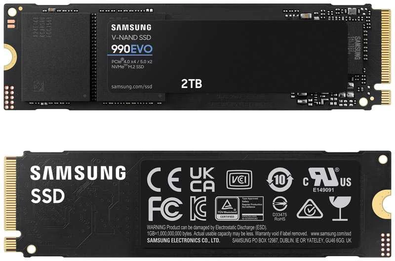 Kietasis diskas Samsung 990 EVO, 2000 GB, Rašymo greitis 4200 MB/s, Skaitymo greitis 5000 MB/s