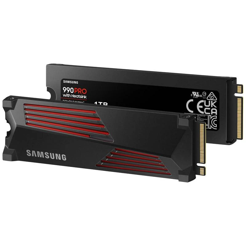 Vidinė atmintis SSD Samsung 990 PRO with Heatsink/1TB/M.2/PCIE/NVMe|MLC/Rašymo greitis 6900 MBytes/sec/Skaitymo greitis 7450 MBytes/sec/2.3mm/TBW 600 TB/MTBF 1500000 hours/MZ-V9P1T0CW