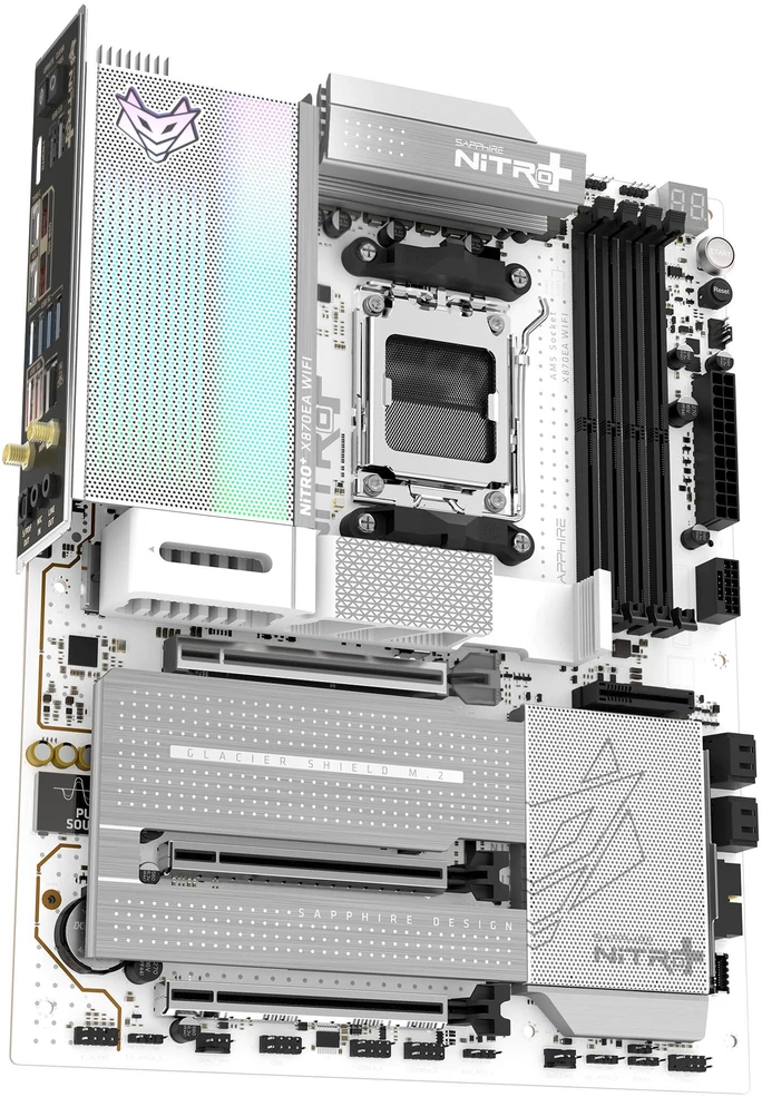 „Sapphire Nitro+ X870EA PhantomLink Polar Edition“ pagrindinė plokštė, AMD X870E, AM5 lizdas, DDR5
