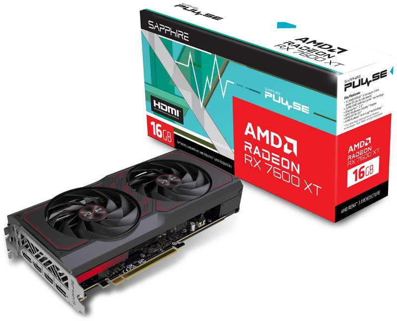 Vaizdo plokštė SAPPHIRE PULSE AMD RADEON RX 7600 XT GAMING OC 16GB GDDR6 DUAL HDMI DUAL DP