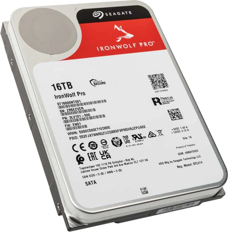 SEAGATE Ironwolf PRO Enterprise NAS HDD 16TB 7200rpm 6Gb/s SATA 256MB talpykla 8,9 cm 3,5 colio 24x7 NAS ir amp; RAID Rackmount sistemos BLK