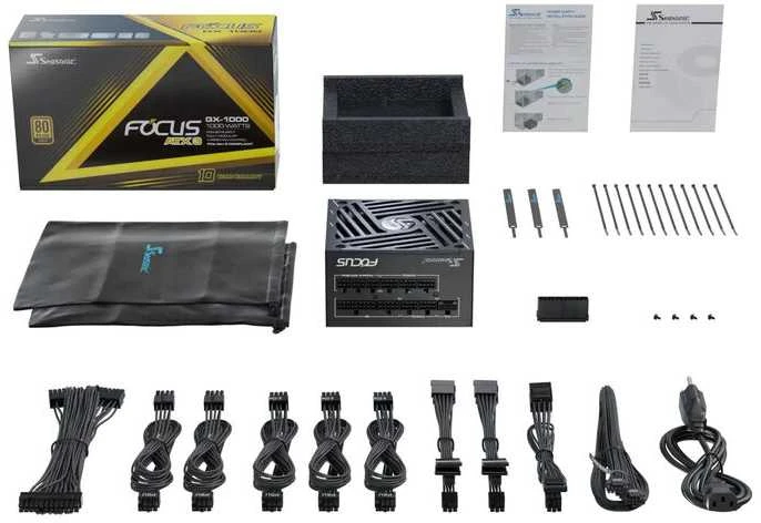 Seasonic Focus GX 80 PLUS Gold PSU, modular – 1000 Watt, juodos spalvos