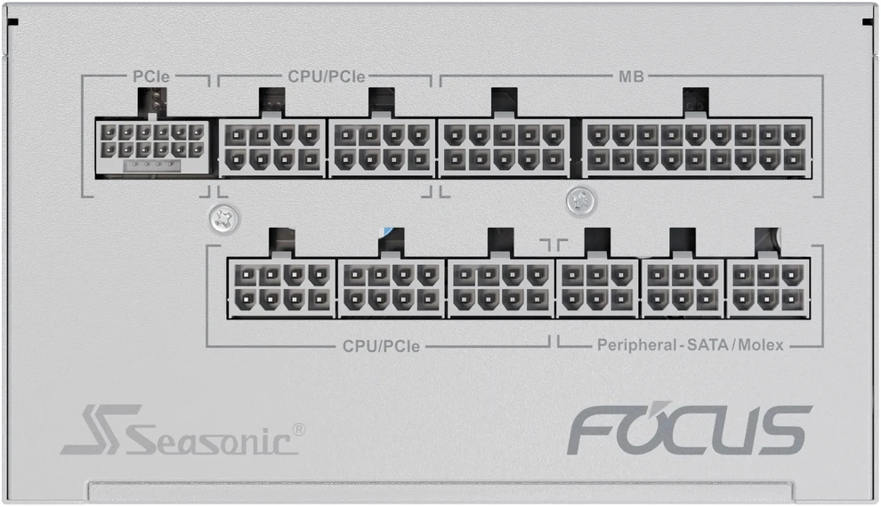 Seagate Seasonic Focus GX 80 PLUS Gold PSU, modular, PCIe 5.1 – 850 Watt, baltos spalvos