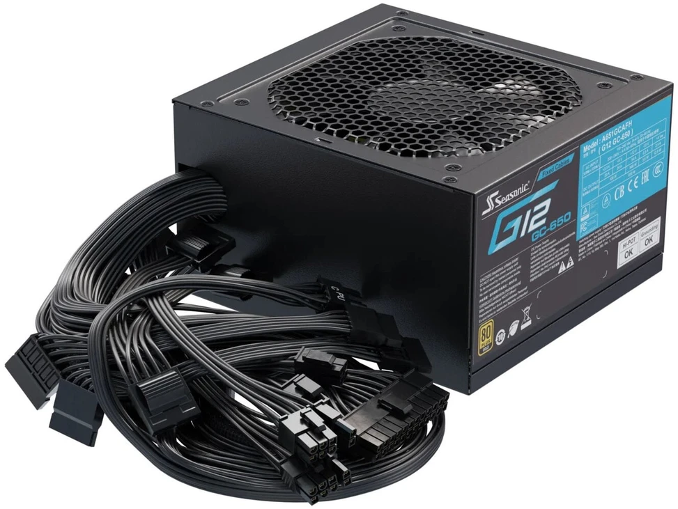 Seasonic G12 GC 80 PLUS Gold PSU – 650 Watt, juodos spalvos