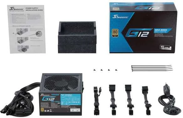 Seasonic G12 GM 80 PLUS Gold PSU, halbmodular – 850 Watt, juodos spalvos