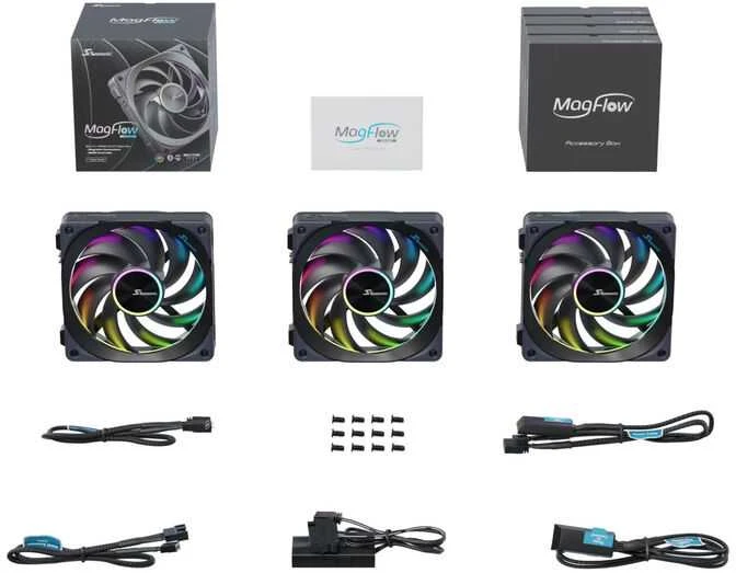 Seasonic MagFlow 1225 ARGB ventiliatorių komplektas su priedais