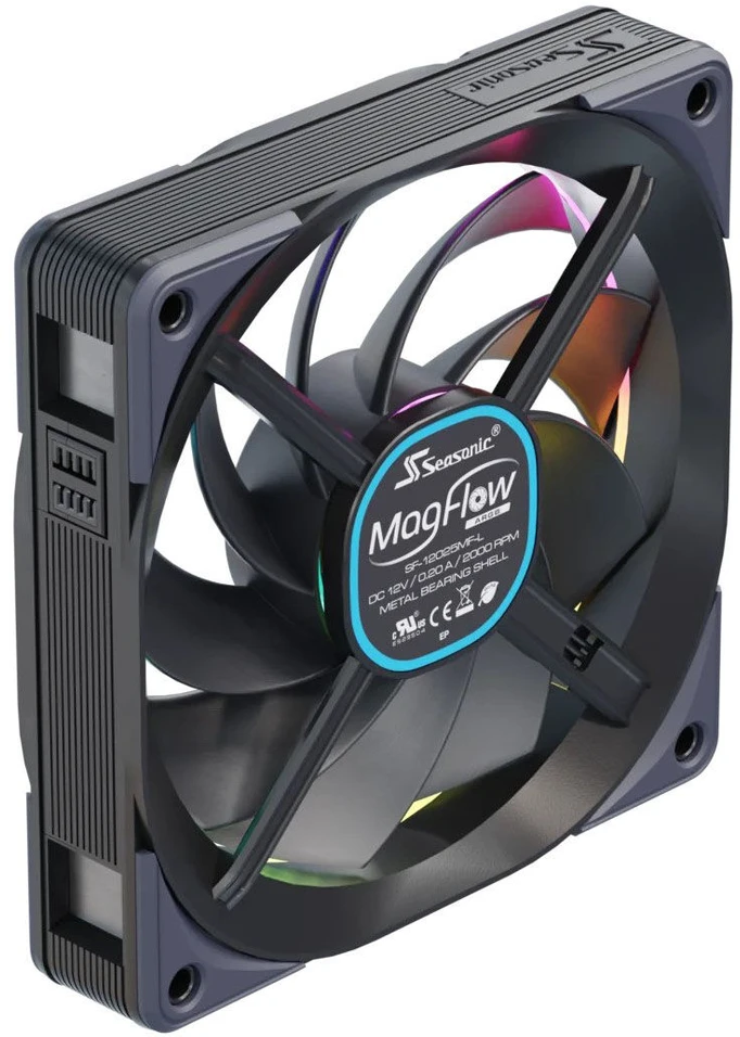 Seasonic MagFlow 1225 ARGB PWM korpuso ventiliatorius – 120 mm, 3 vnt. komplektas
